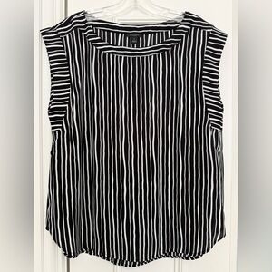 Ann Taylor Black and White Striped Blouse - Perfect for Work or Weekend